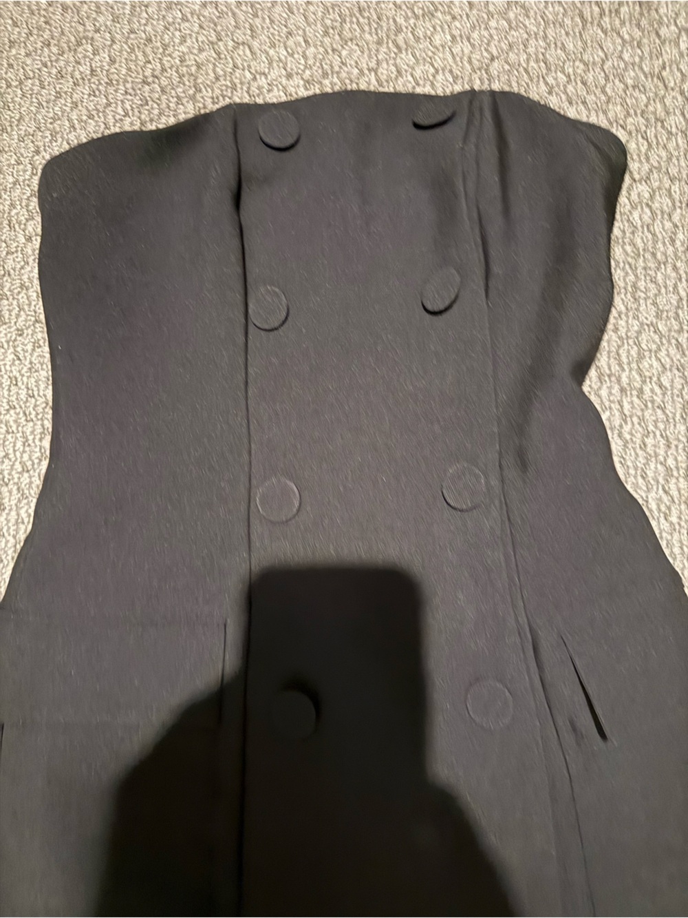 Black Double-Breasted Button Front dress tuxedo style strapless nwt